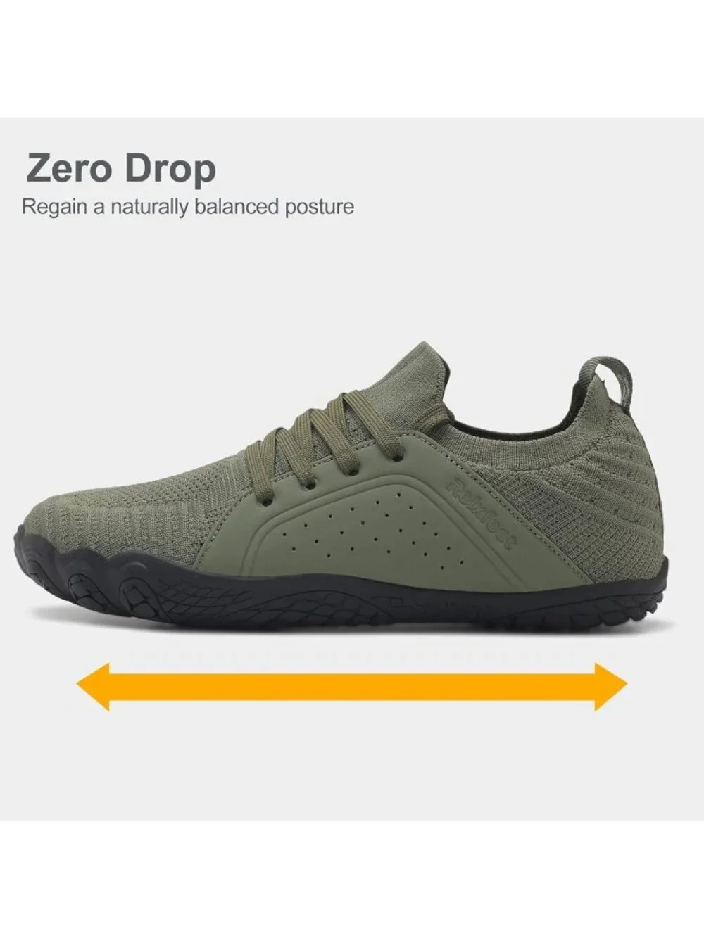 Men's Green Barefoot Trail Running Shoes Minimalist Wide Toe Box Design Non-Slip